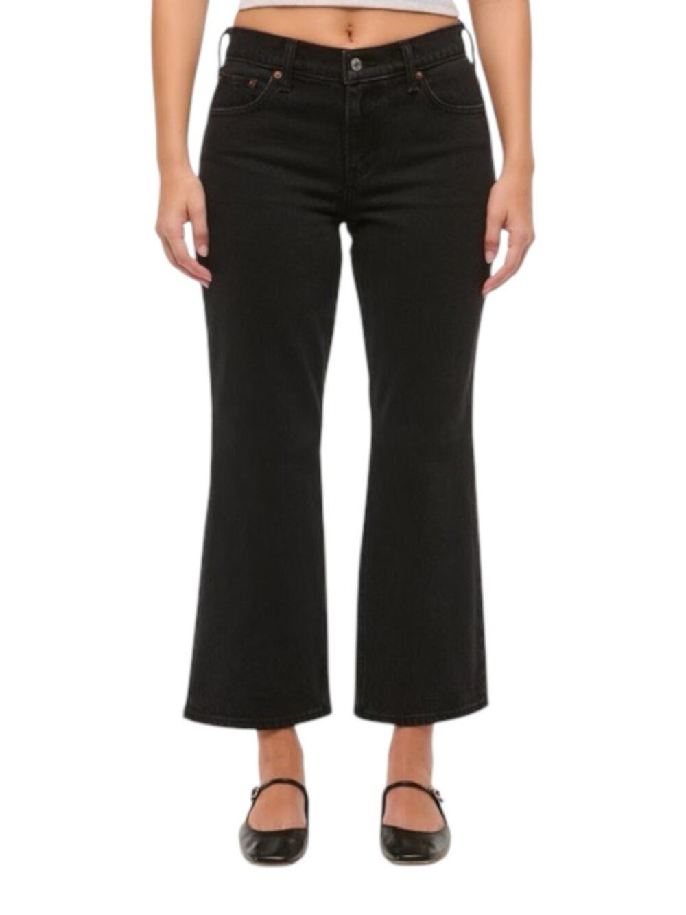 Abercrombie & Fitch The Cropped Boot Low Rise Jeans Black 32 Short